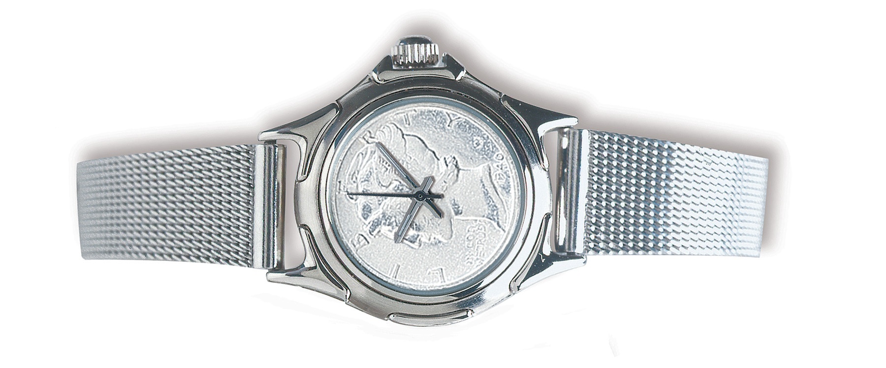 Silver Mercury Dime Coin Watch with Mesh Band