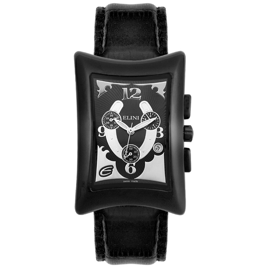 Elini-Unisex Nazar Chronograph Black Leather