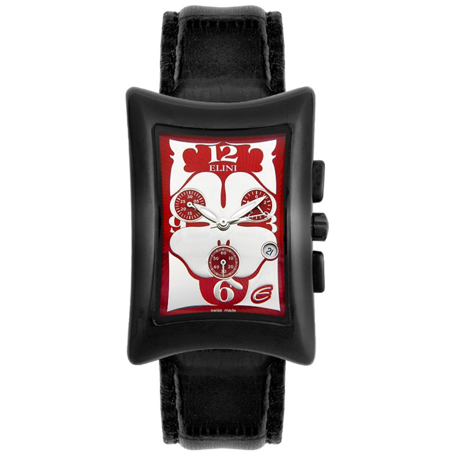 Elini-Unisex Nazar Chronograph Black Leather