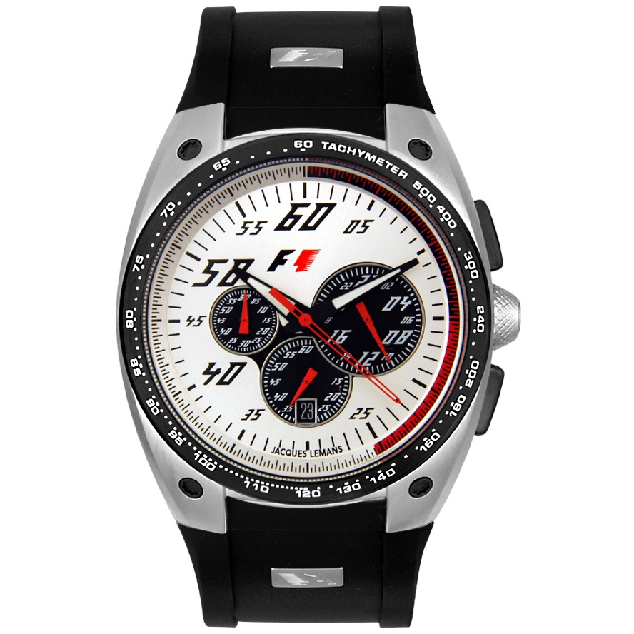 JACQUES LEMANS F1-Men's F1 Black Rubber Chronograph