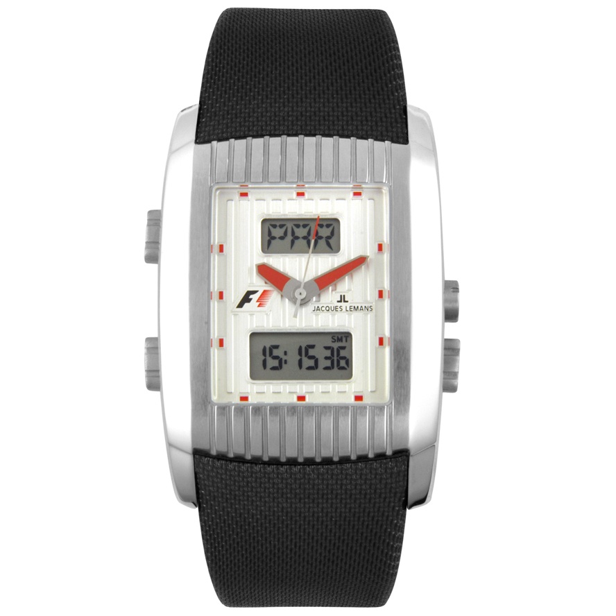 JACQUES LEMANS-Men's F1 Analog-Digital World Timer