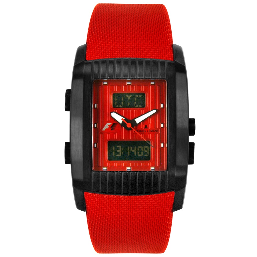 JACQUES LEMANS-Men's F1 Analog-Digital World Timer