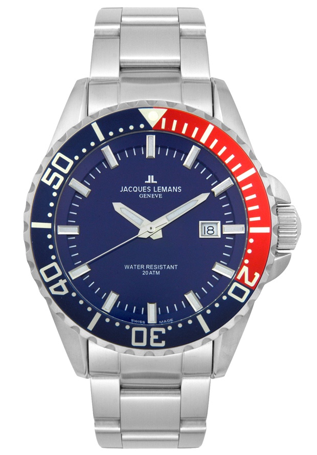 JACQUES LEMANS-Men's Geneva Collection Stainless Steel