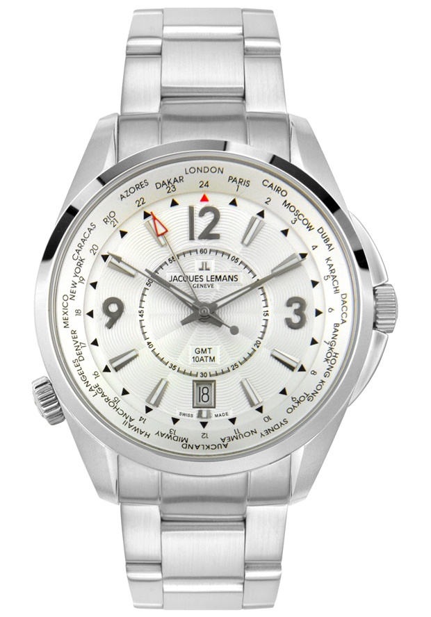 JACQUES LEMANS-Men's Geneva Stainless Steel