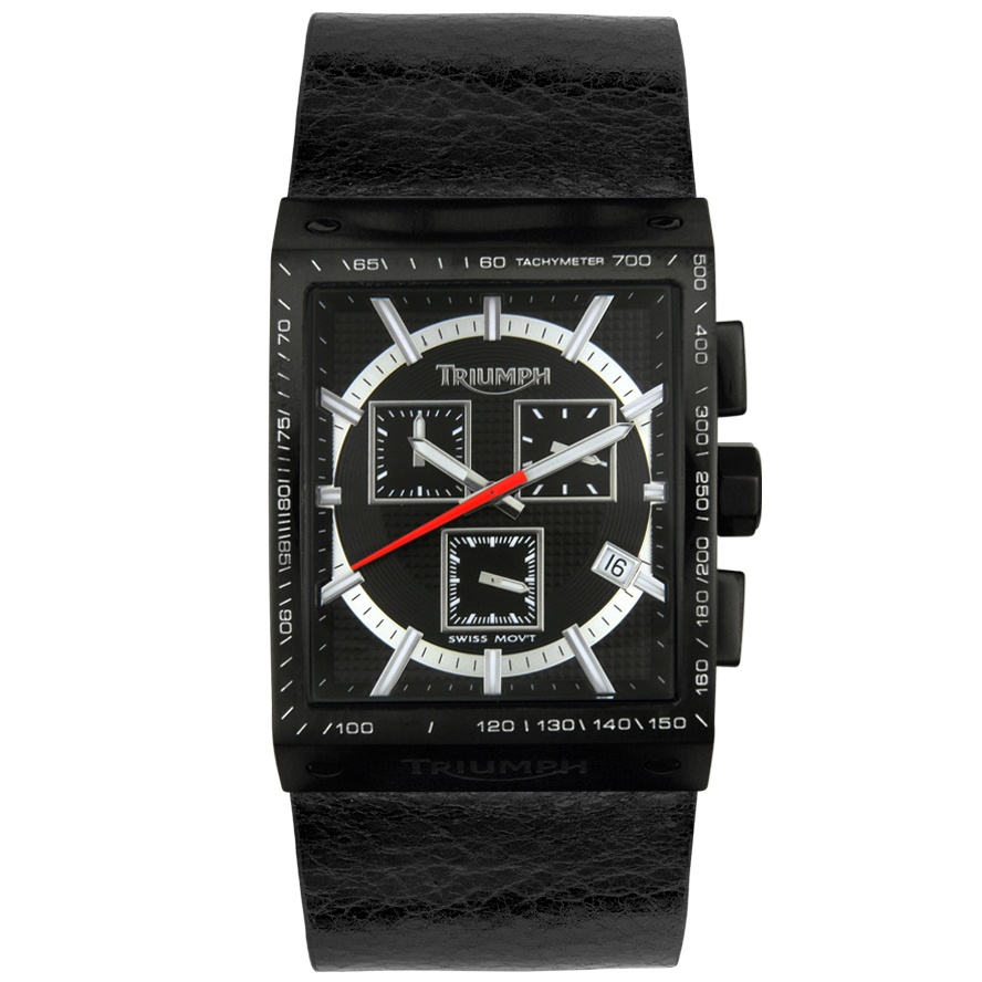 Triumph Motorcycles-Men's Chronograph Black Leather