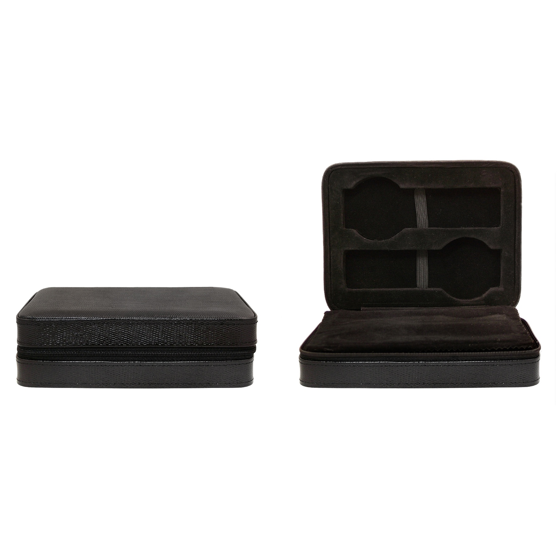 Accessories-4 Slot Watch Case Lizard Pattern Black Leather