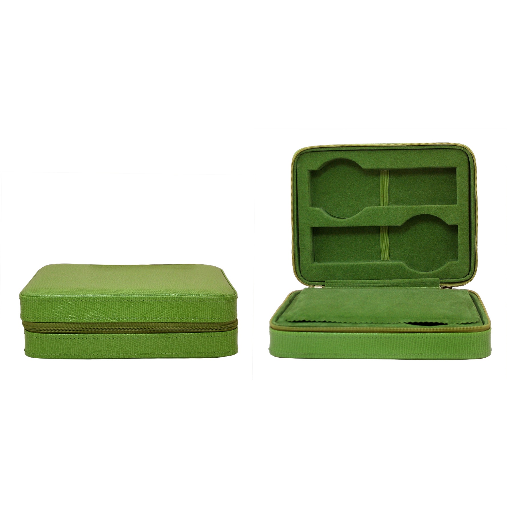 Accessories-4 Slot Watch Case Lizard Pattern Apple Green Leather