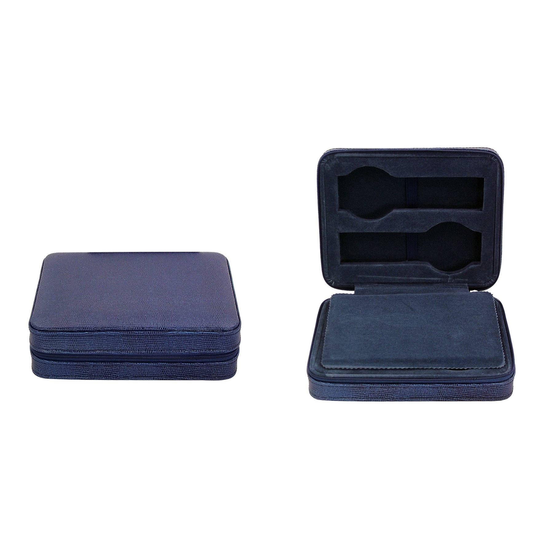 Accessories-4 Slot Watch Case Lizard Pattern Light Blue Leather