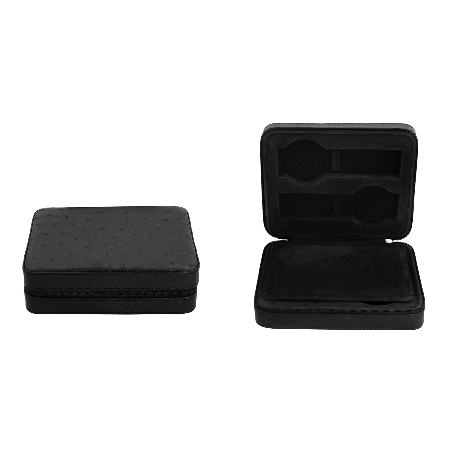 Accessories-4 Slot Watch Case Genuine Ostrich Black
