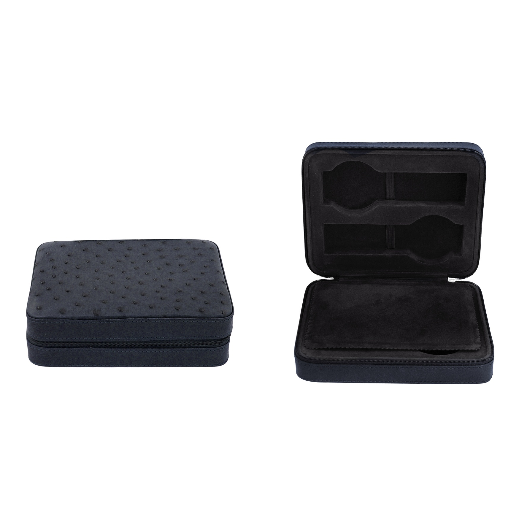 Accessories-4 Slot Watch Case Genuine Ostrich Blue