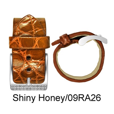 Cabochon-Shiny Honey Genuine Alligator & Diamond Cuff Ring