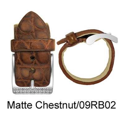 Cabochon-Matte Chestnut Genuine Alligator & Diamond Cuff Ring