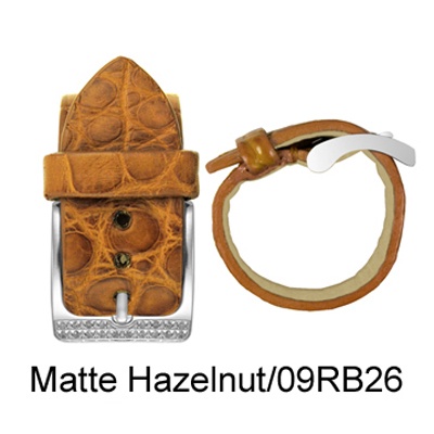 Cabochon-Matte Hazelnut Genuine Alligator & Diamond Cuff Ring