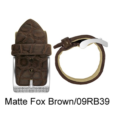 Cabochon-Matte Fox Brown Genuine Alligator & Diamond Cuff Ring