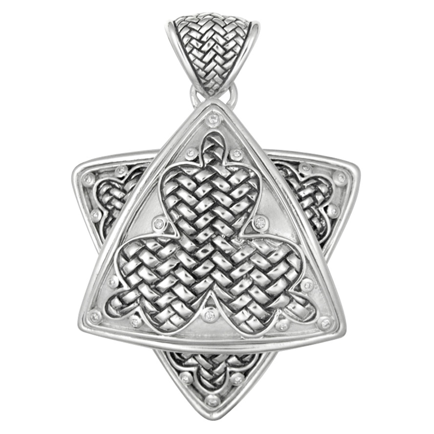 Sterling Silver and Diamond Star of David Pendant