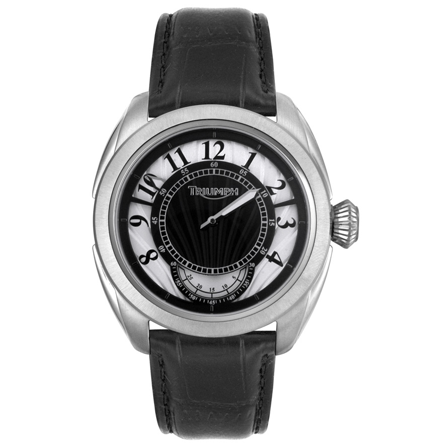 Men's Black Leather Silver Dial