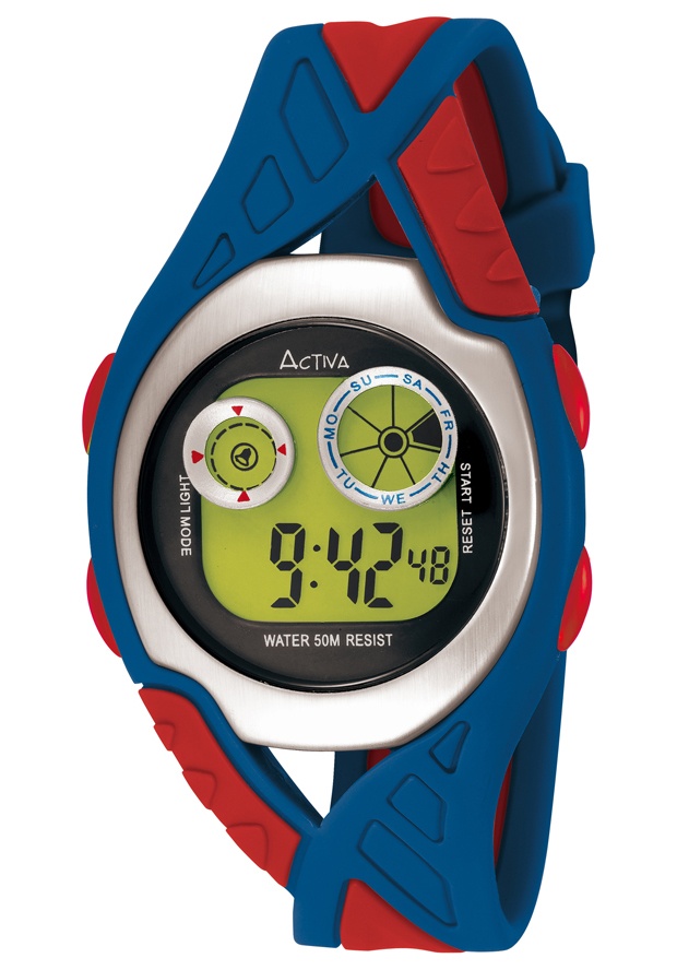 Midsize Digital Blue and Red Plastic