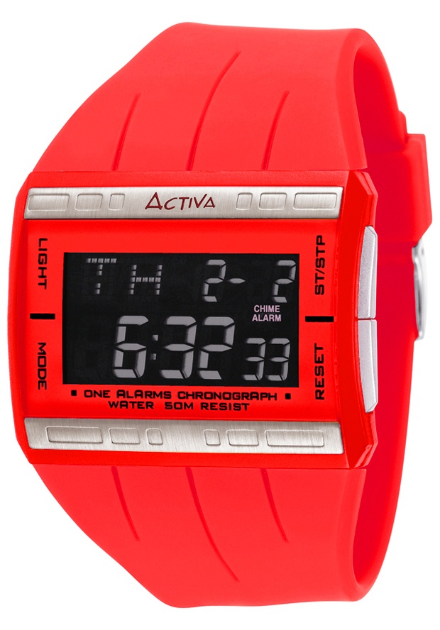Midsize Digital Multi-Function Red Plastic