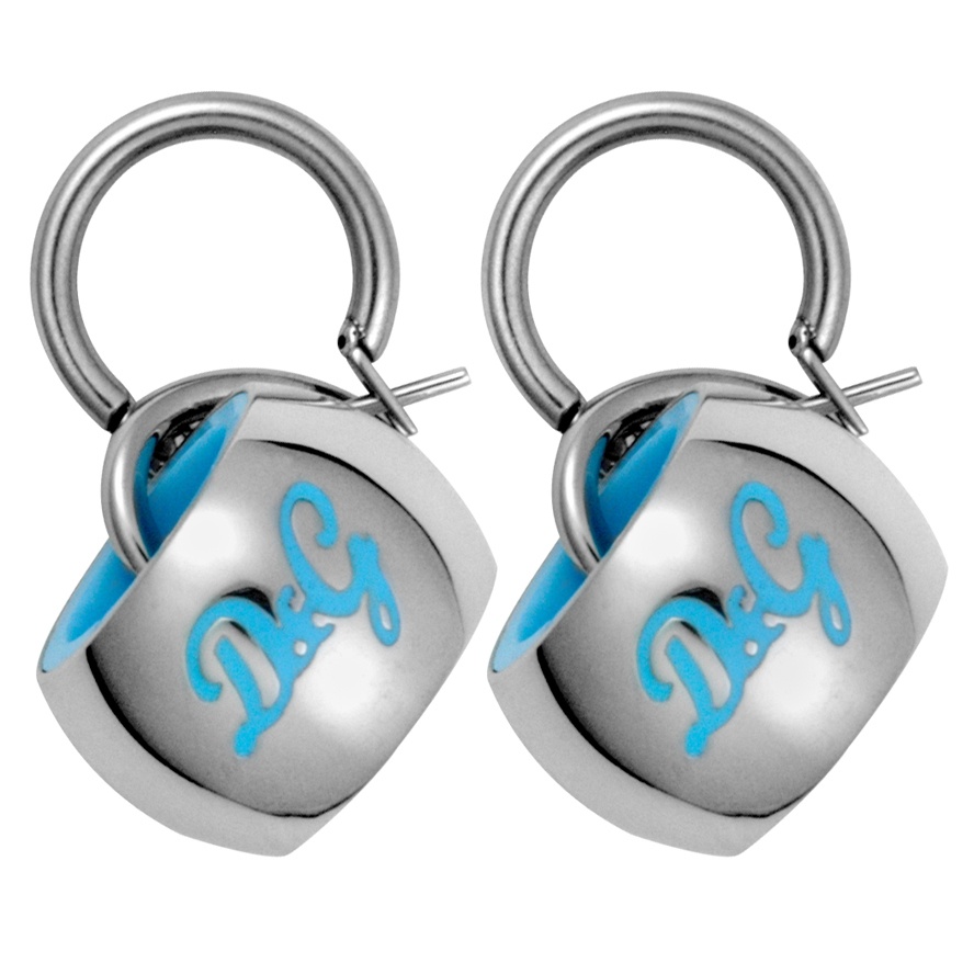 Bubble Silver Tone and Light Blue DandG Logo Resin Earrings