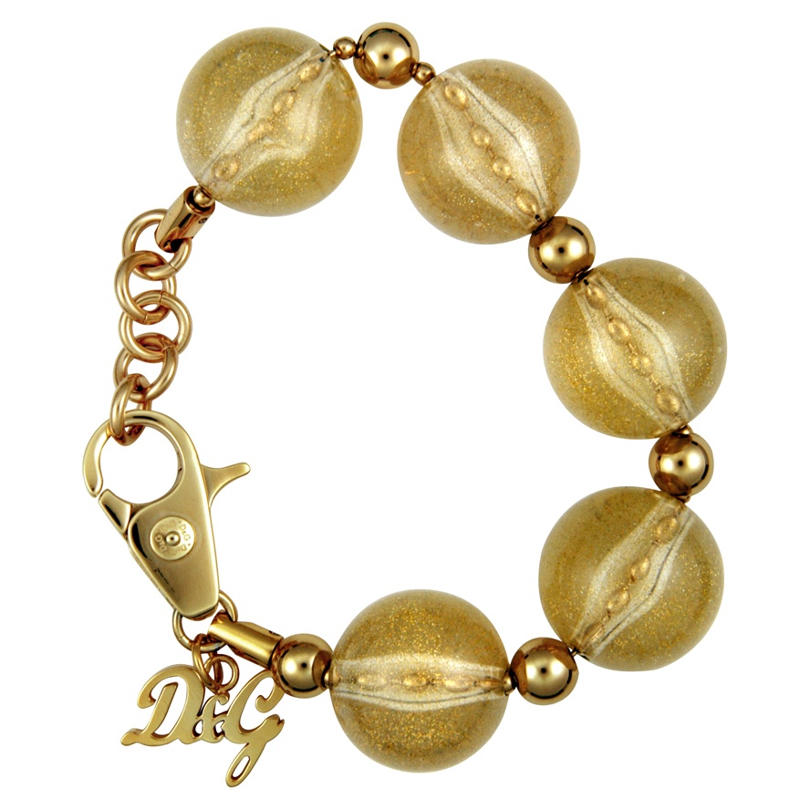Goldtone Metal and Transparent Italian Acrylic Bracelet