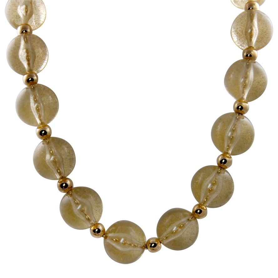 Goldtone Metal and Gold Italian Acrylic Necklace