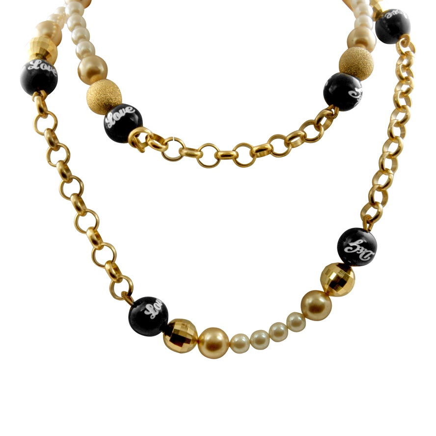 Goldtone Metal Glitter Necklace