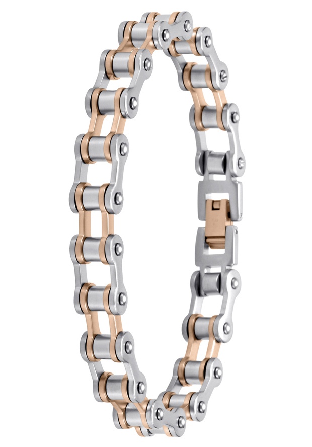 18k Rose Goldplated and Stainless Steel Cycle Bracelet