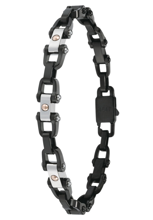 Black Ionic Plated and 18k Gold Accents Bracelet
