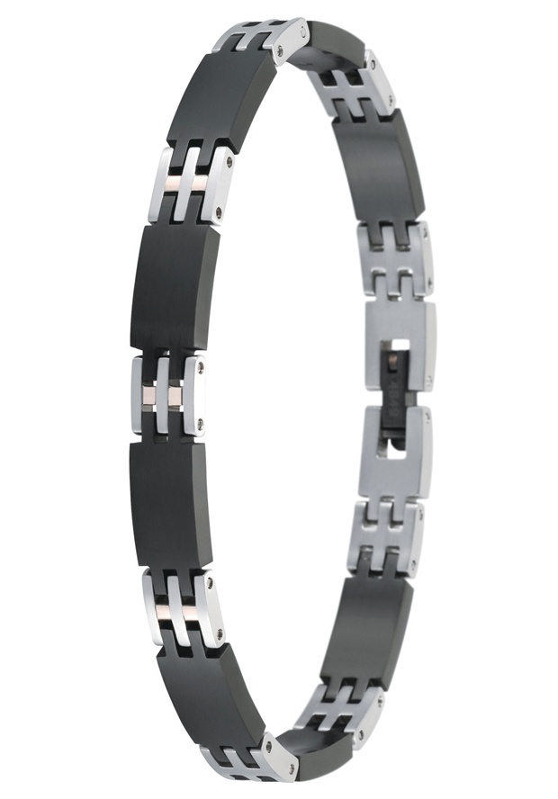 Black Ionic Plated and 18k Gold Accents Classic Bracelet