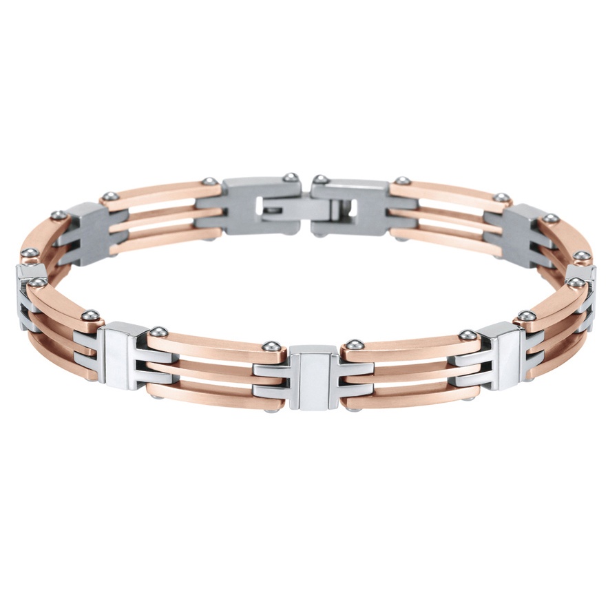 Stainless Steel and Rose Goldplated Classic Bracelet