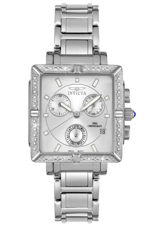 Women's Square Stainless Steel Chronograph Diamond