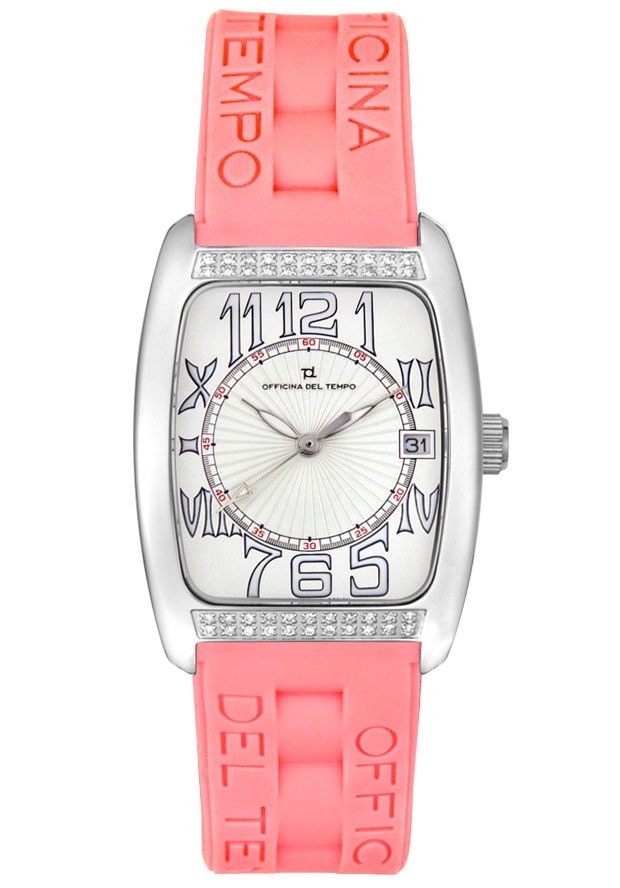 Women's Tonneau Diamond Pink Silicone-Gel