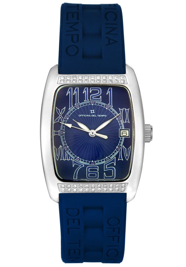 Women's Tonneau Diamond Blue Silicone-Gel