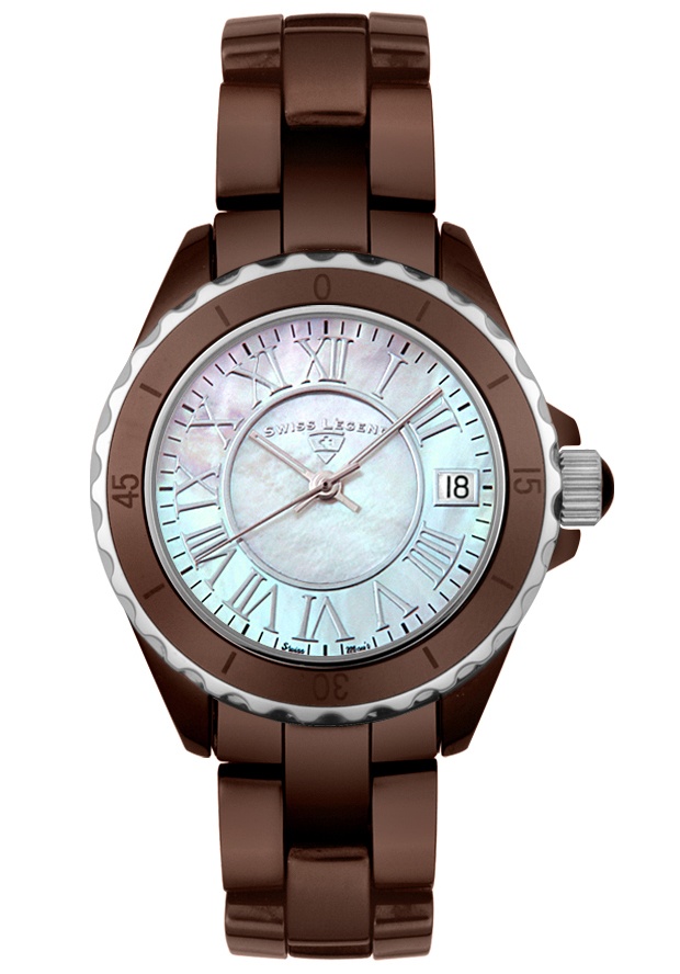 Women's Karamica Brown Ceramic White Mother of Pearl