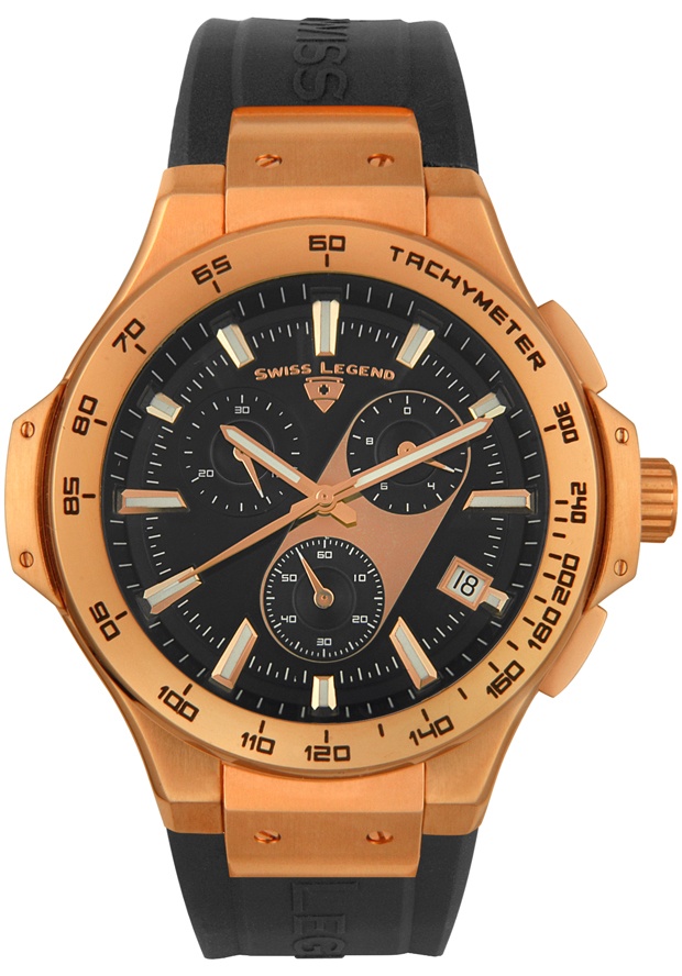 Men's Maverick Chronograph Rose Gold Tone Black Rubber