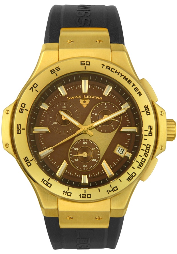 Men's Maverick Chronograph Yellow Gold Tone Black Rubber