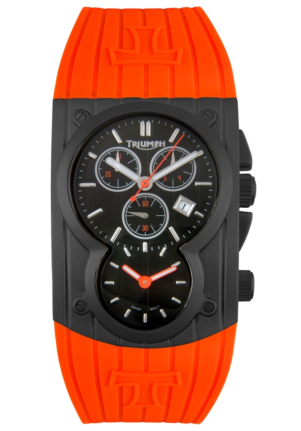 Men's Chronograph Dual Time Orange Rubber