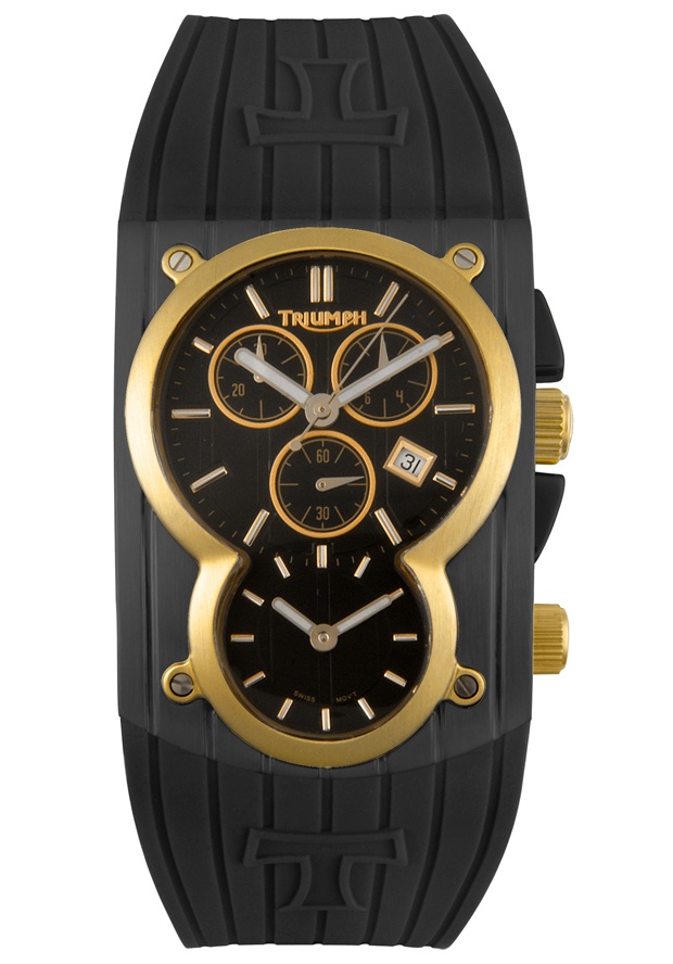 Men's Chronograph Dual Time Black Rubber