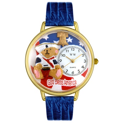 Patriotic Teddy Bear Hand-Crafted Watches Unisex Gold Watch