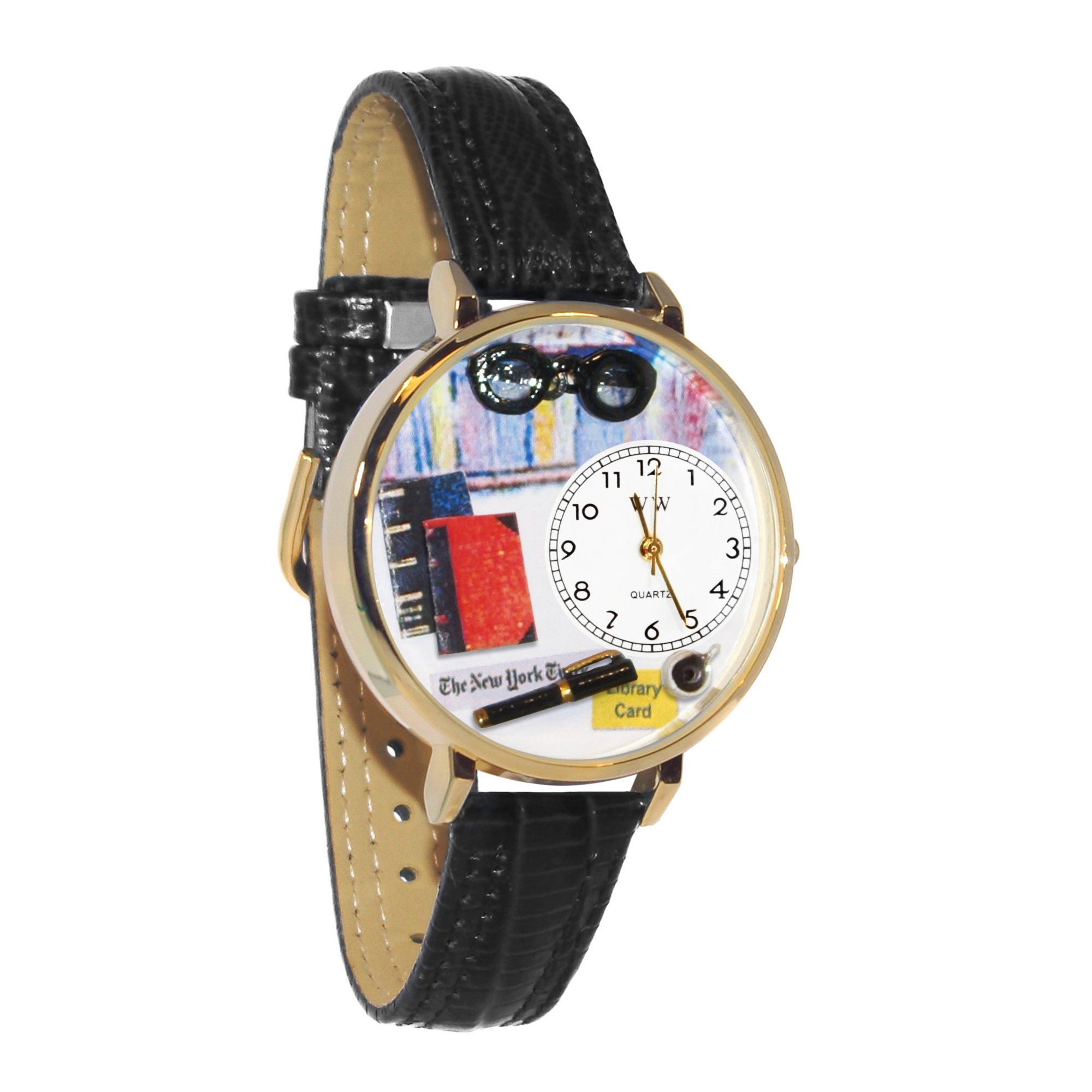 Book Lover Hand-Crafted Watches Unisex Gold Watch