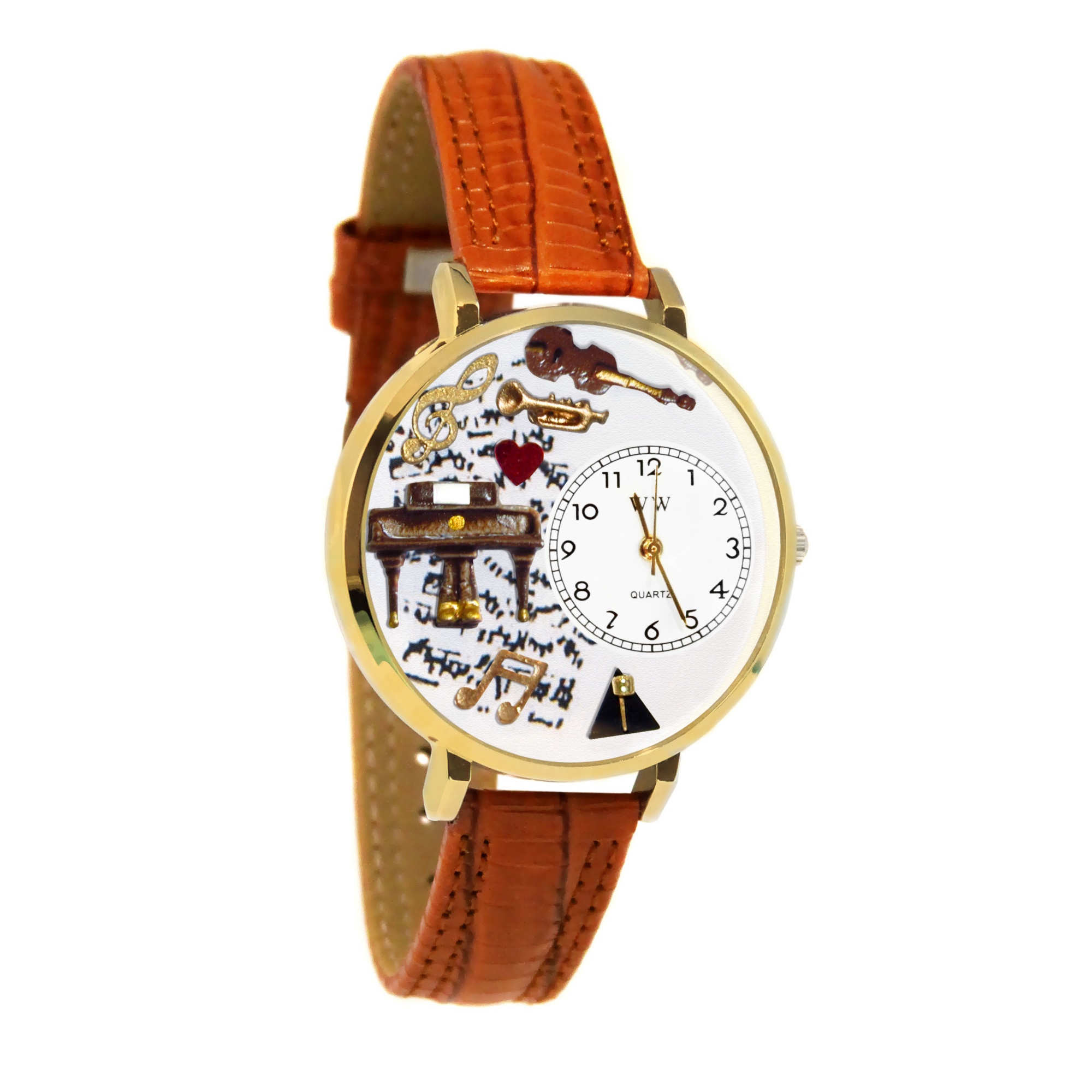 Personalized Music Piano Watch in gold or silver case