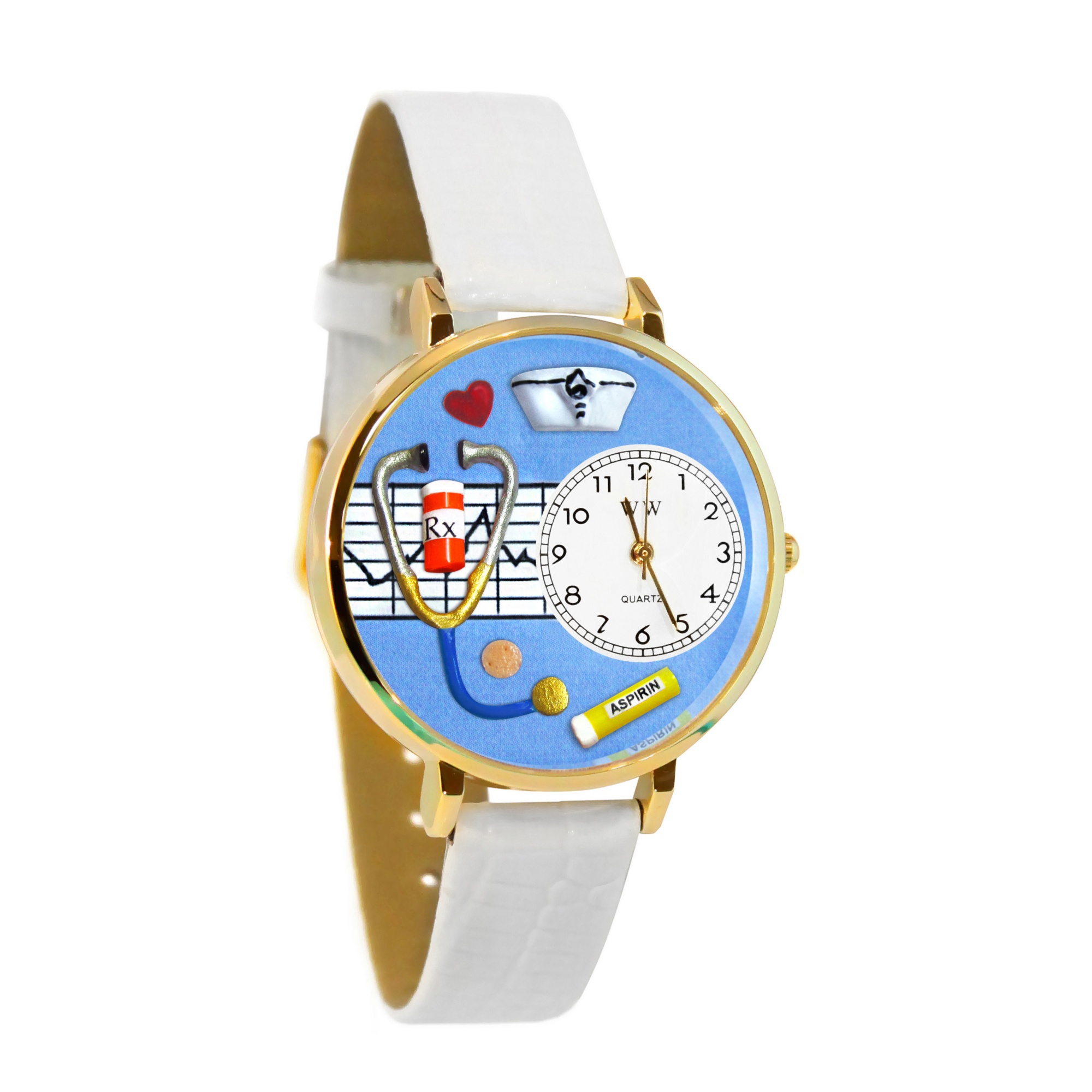 Nurse Hand-Crafted Watches Unisex Gold Watch