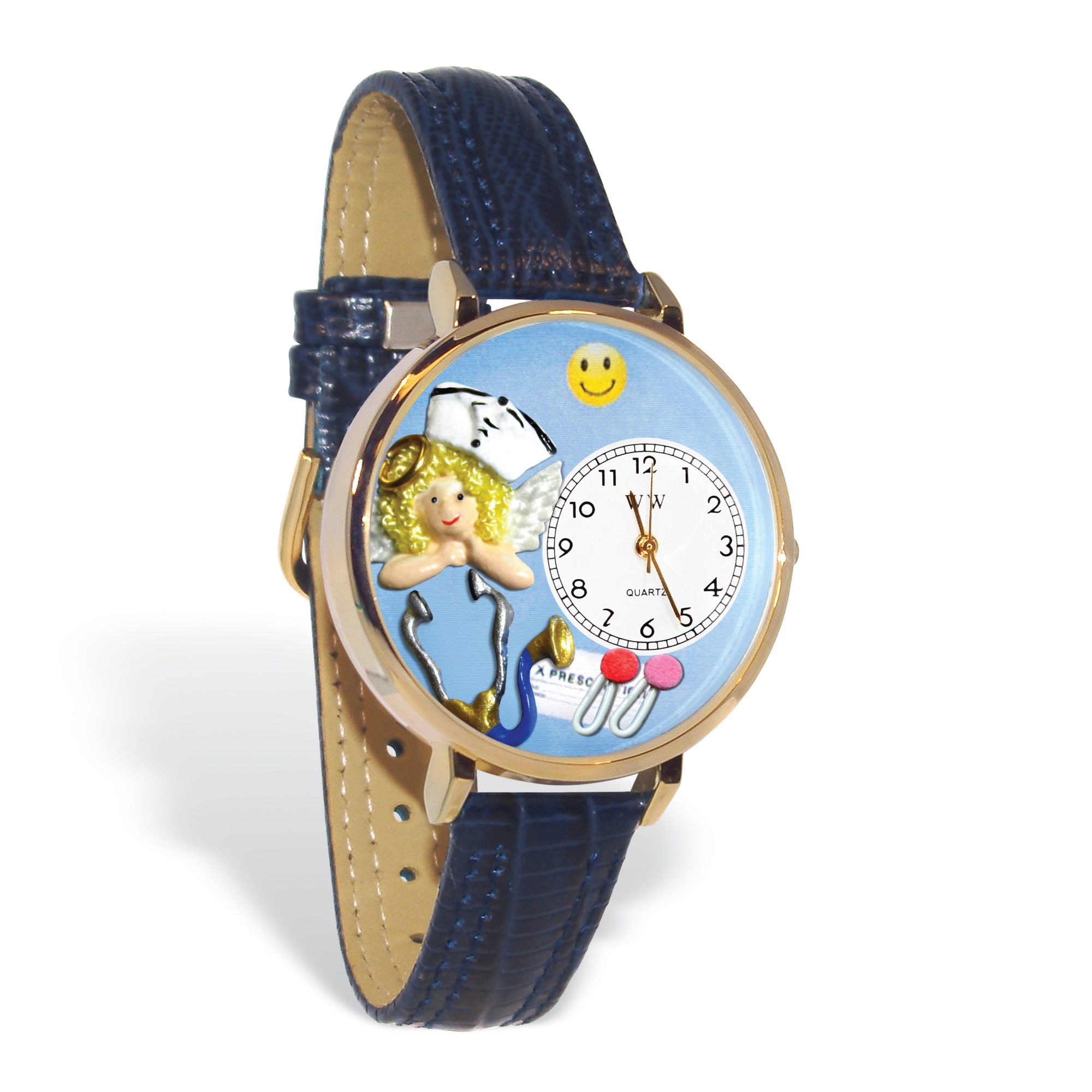Personalized Nurse Angel Watch in gold or silver case