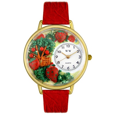 Strawberries Hand-Crafted Watches Unisex Gold Watch