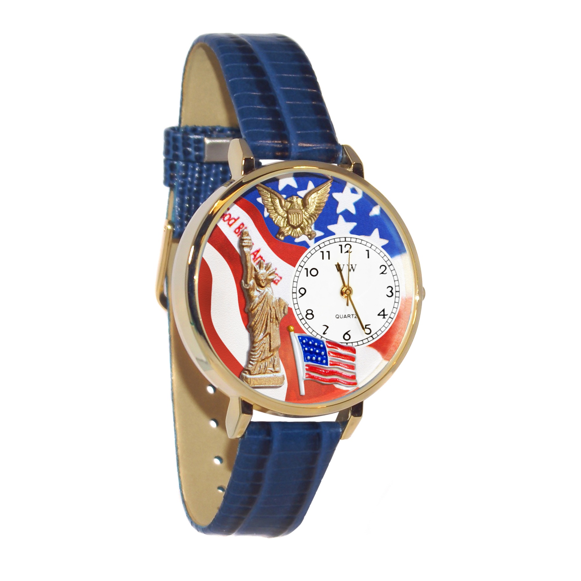 Personalized July 4th Patriotic Watch in gold or silver case