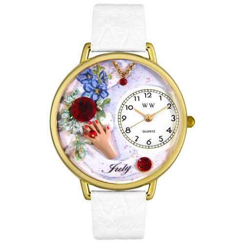 Personalized Birthstone Jewelry: July Birthstone Watch in gold or silver case
