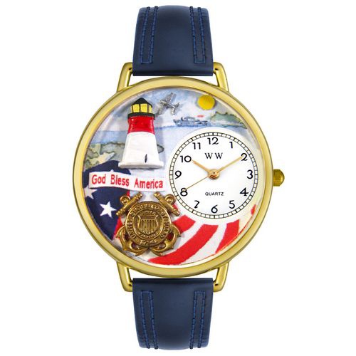 Personalized Coast Guard Watch in gold or silver case