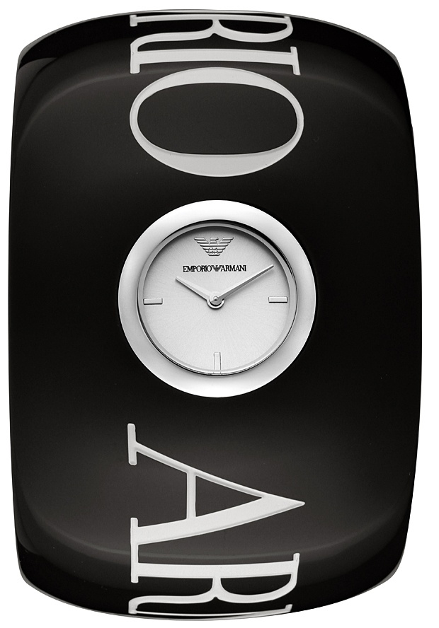 Women's Silver Dial Black Plastic Bangle