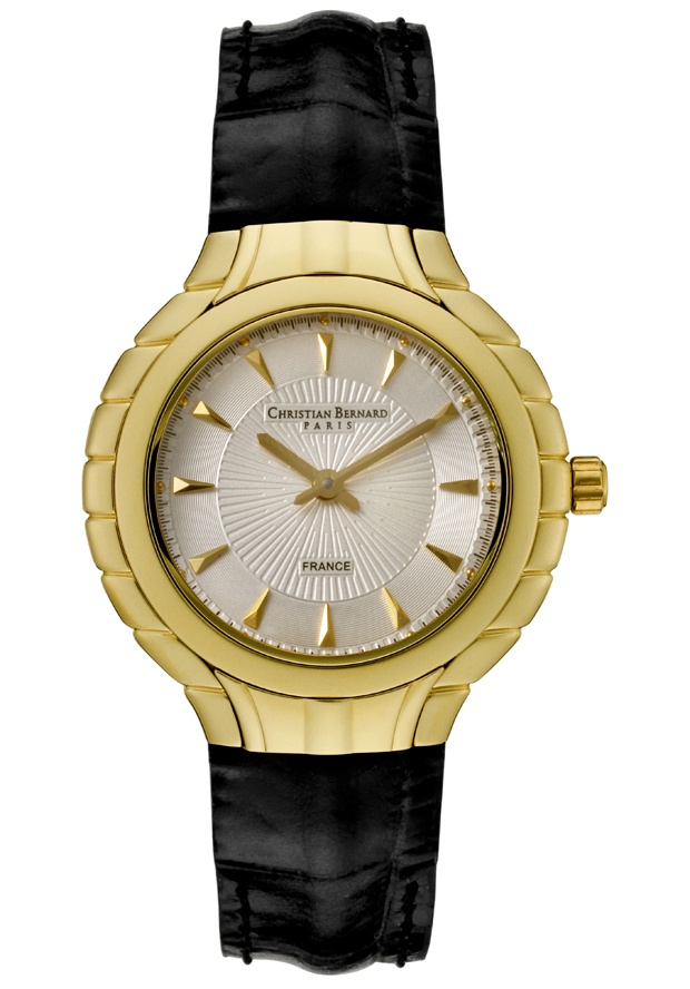 Women's Silver Dial Black Leather