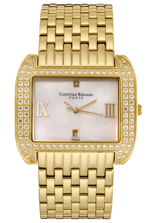 Women's Intimate White Crystal Yellow Gold Tone